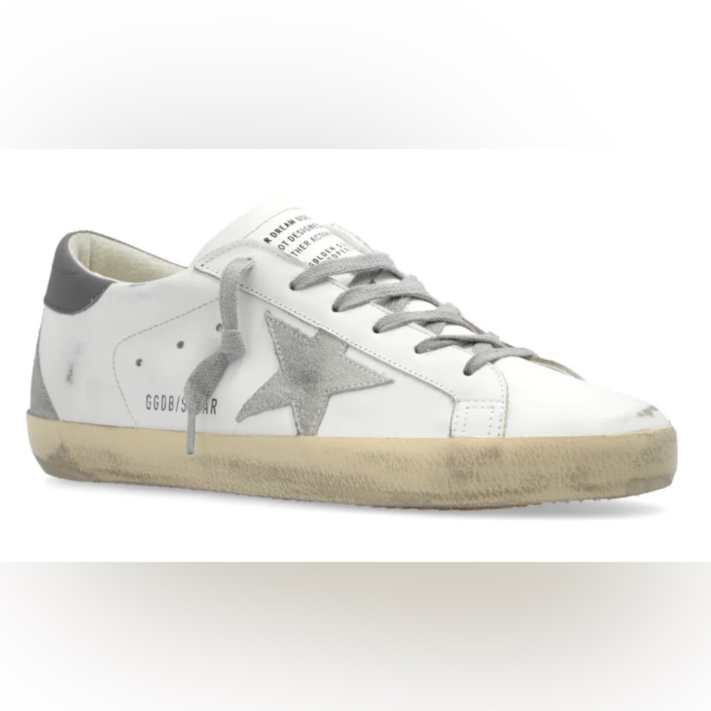 Golden Goose Deluxe Brand Super Star Lace-Up Sneakers. White & Grey. Size 38
